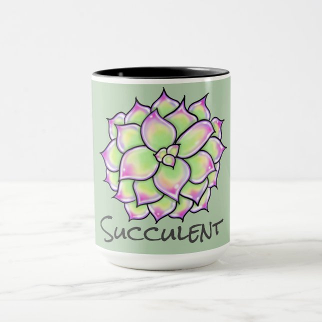 Farbenfrohe Sukkulturen, Kakteen Wüste Blumenblüte Tasse (Zentrum)