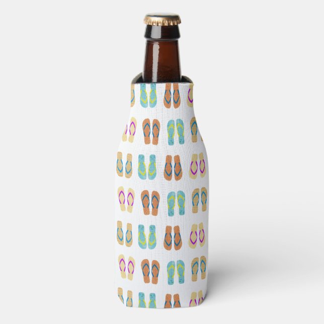 Farbenfrohe Summer Beach Party Flip Flops Flasche  Flaschenkühler (Flaschenvorderseite)