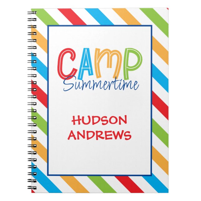 Farbenfrohe Summer Camp Personalisiert Journal Notizblock (Vorderseite)