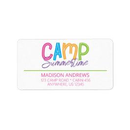 Farbenfrohe Summer Camp-Rücksendeadressen-Aufklebe Adressaufkleber