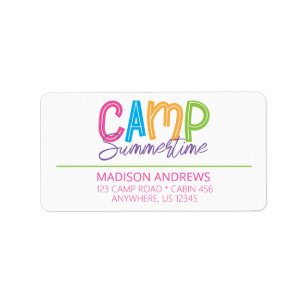 Farbenfrohe Summer Camp-Rücksendeadressen-Aufklebe Adressaufkleber