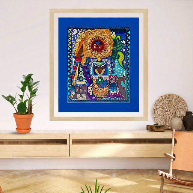 Farbenfrohe Sun Huichol Art Fotodruck (Von Creator hochgeladen)