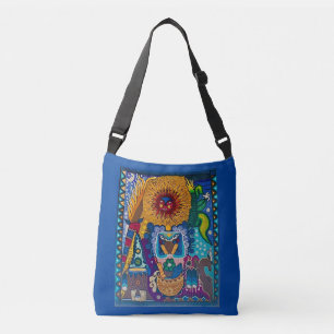 Farbenfrohe Sun Huichol Art Tragetaschen Mit Langen Trägern