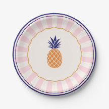 Farbenfrohe Sunburst Retro Ananas Teller