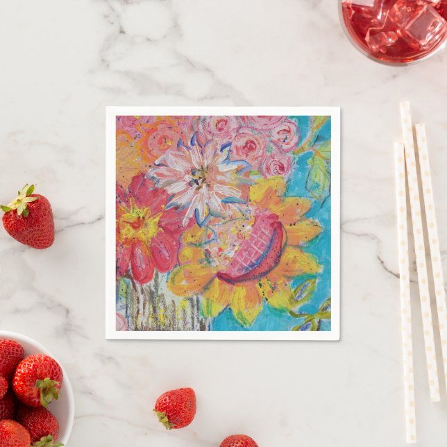 Farbenfrohe Suns von Lydias Art Sangria Serviette (Beispiel)