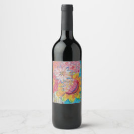 Farbenfrohe Suns von Lydias Art Sangria Weinetikett