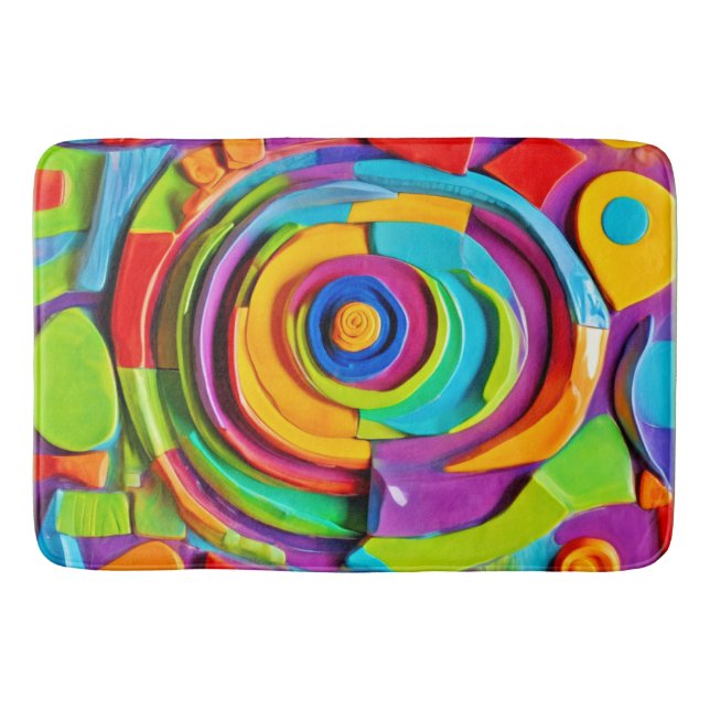 Farbenfrohe Surreal-Skulptur Badematte (Vorderseite)