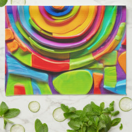 Farbenfrohe Surreal-Skulptur Geschirrtuch