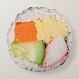 Farbenfrohe Sushi Foto Japanische Küche Rundes Kissen