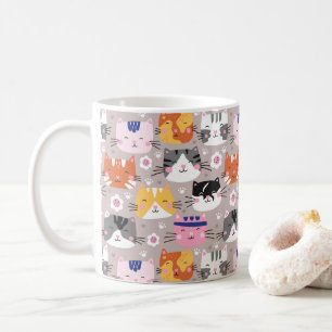Farbenfrohe süße Katzen Kaffeetasse