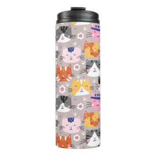 Farbenfrohe süße Katzen Thermosbecher