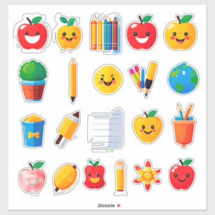 Farbenfrohe süße Schulsticker-Set Aufkleber