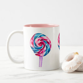 Farbenfrohe Süßwarenkunst Zweifarbige Tasse
