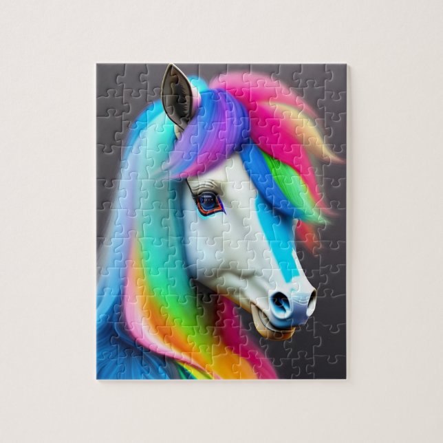 Farbenfrohe Sweet Baby Pony mit Regenbogen, weißes (Vertikal)