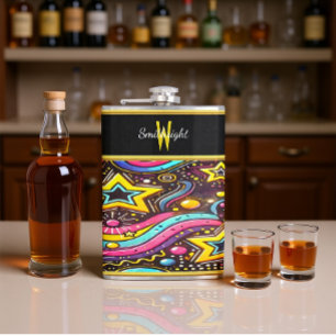 Farbenfrohe Swirry Design Flachmann