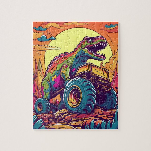 Farbenfrohe T-Rex Dinosaurier Monster Truck (Vertikal)