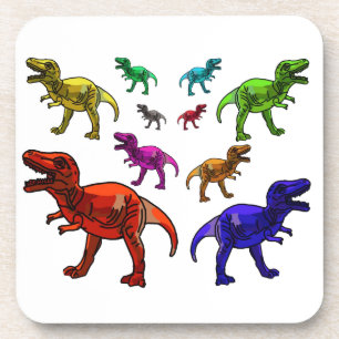 Farbenfrohe T-Rex Getränkeuntersetzer