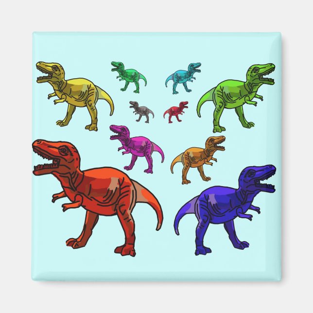 Farbenfrohe T-Rex Magnet (Vorne)