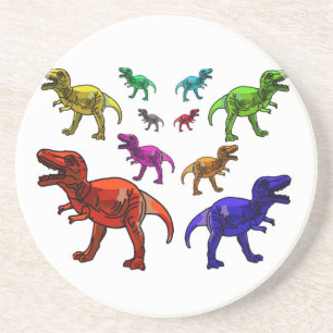 Farbenfrohe T-Rex Untersetzer