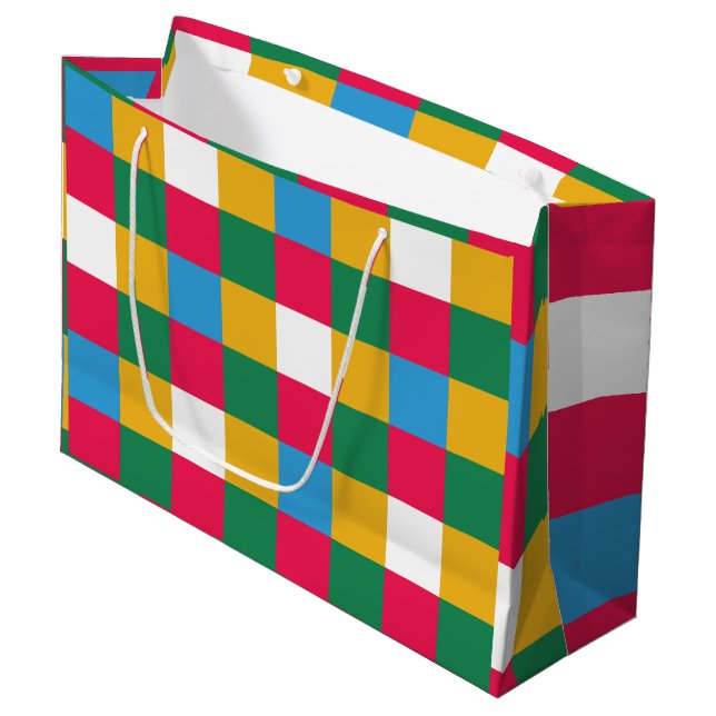 Farbenfrohe Tafel Große Geschenktüte (Vorderseite Schrägansicht)
