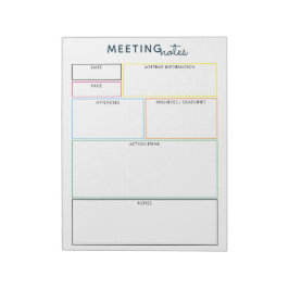 Farbenfrohe Tagungshinweise Memo Planner Notepad Notizblock