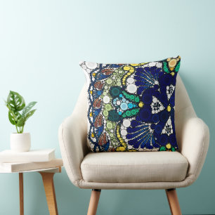 farbenfrohe Talavera-Keramik mexikanisch blau Foto Kissen