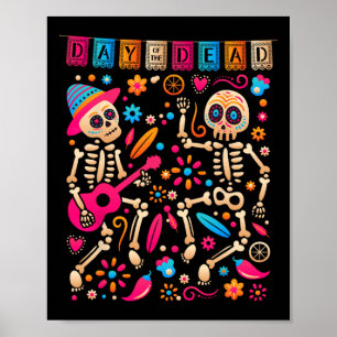 Farbenfrohe Tänze mexikanische Skelette - Niedlich Poster