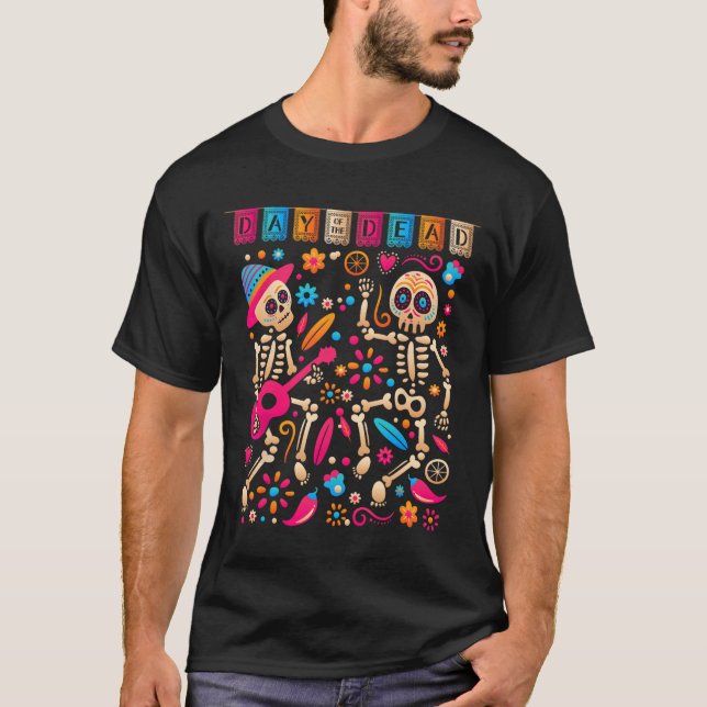 Farbenfrohe Tänze mexikanische Skelette - Niedlich T-Shirt (Vorderseite)