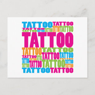 Farbenfrohe Tattoo Postkarte