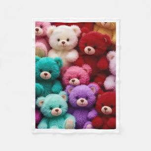 Farbenfrohe Teddybären Sherpa-Decke Fleecedecke