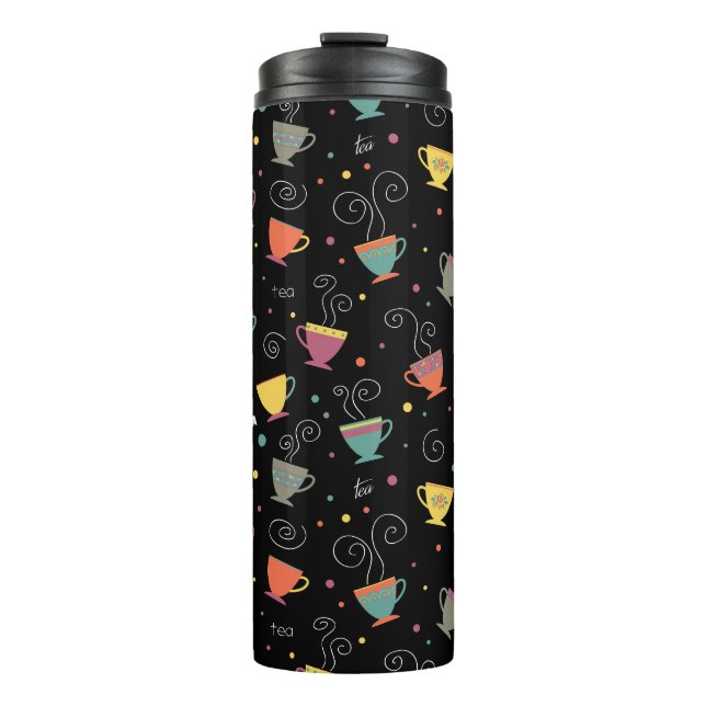 Farbenfrohe Teebecher im Winterdesign Thermosbecher (Vorderseite)