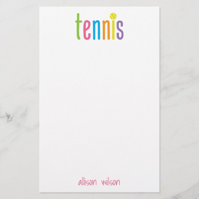Farbenfrohe Tennis Personalisiert Stationery (Vorderseite)