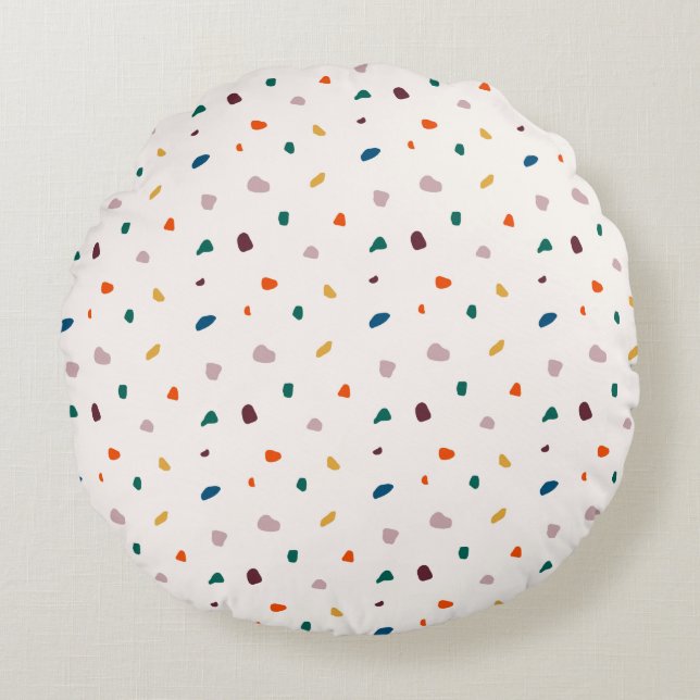 Farbenfrohe Terrazzo Muster Rundes Kissen (Vorderseite)