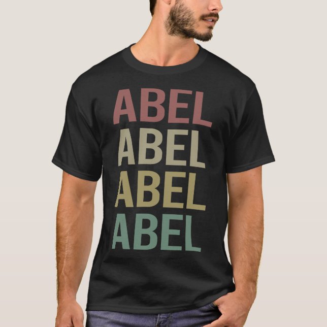 Farbenfrohe Textkunst - Abel Name T-Shirt (Vorderseite)