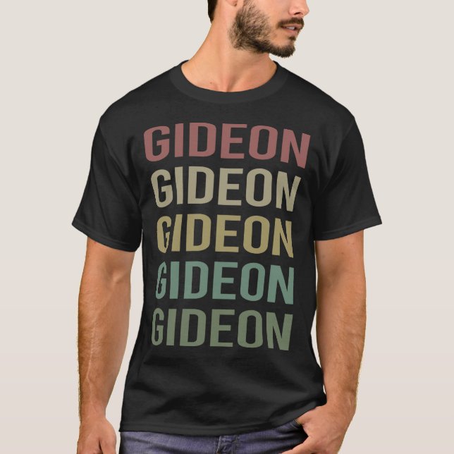 Farbenfrohe Textkunst - Name des Gideons T-Shirt (Vorderseite)