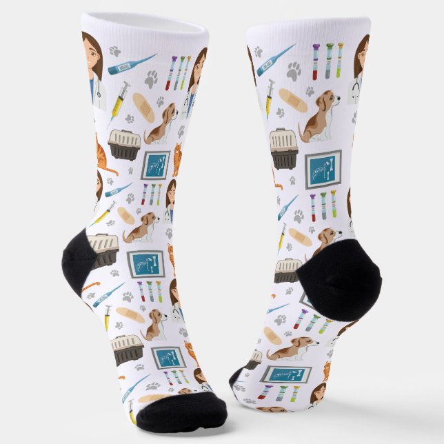 Farbenfrohe Tierärztin Vet DVM Patter Socken (Gewinkelt)