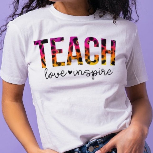 Farbenfrohe Tierdrucklehre, Liebe und Inspirier T-Shirt (Von Creator hochgeladen)