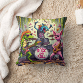 Farbenfrohe Tierklänge Rock and Roll Music Kissen