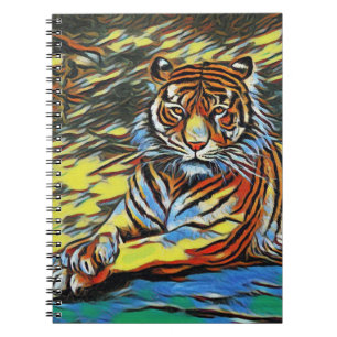 Farbenfrohe Tiger Art Malerei Notizblock