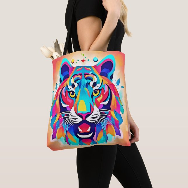 Farbenfrohe Tiger Face Art Tasche (Von Nahem)