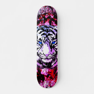 Farbenfrohe Tiger Head - Retro Tiger Skateboard