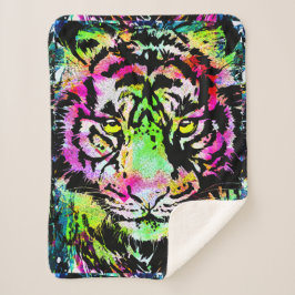 Farbenfrohe Tiger Head - Tiger Sherpa Blanket Sherpadecke