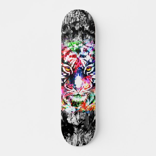 Farbenfrohe Tiger Skateboard Deck - Tiger (Vorne)