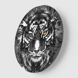 Farbenfrohe Tiger Zeichnend - Abstrakt Art Tiger U Große Wanduhr