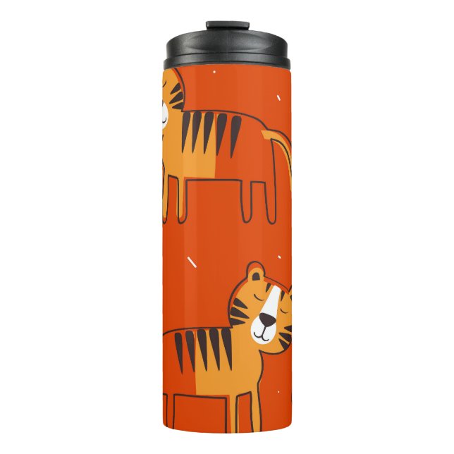 Farbenfrohe Tigers Hand Drawn Decke Thermosbecher (Vorderseite)