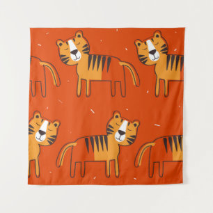 Farbenfrohe Tigers Hand Drawn Decke Wandteppich
