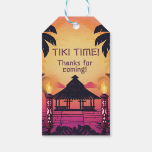 Farbenfrohe Tiki Hawaiian Birthday Party Geschenkanhänger