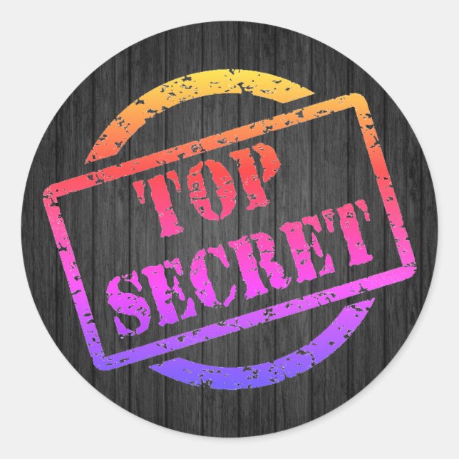 Farbenfrohe Top Secret-Briefmarke Runder Aufkleber (Vorderseite)