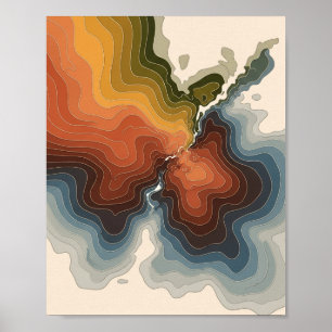 Farbenfrohe topographische Karte Drucken Poster