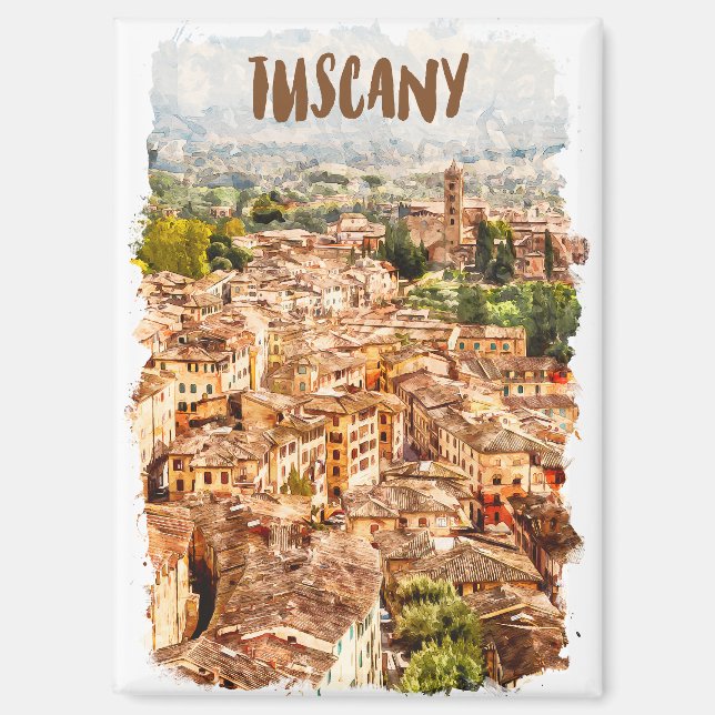 Farbenfrohe Toskana Italien Magnet (Vorderseite)